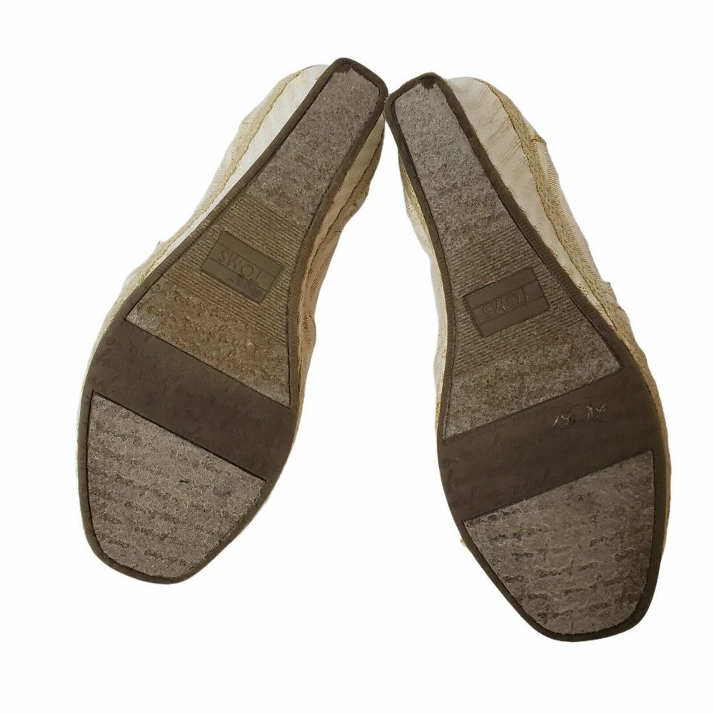 Toms Peep Toe Striped Canvas Espadrille Wedges 7.5 - Picture 8 of 12